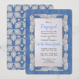 Invitación Denim con cordón de flor crema