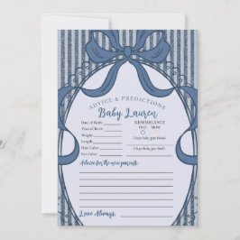 Invitación Denim Coquette Bow Blue Jean Advice for Baby Card