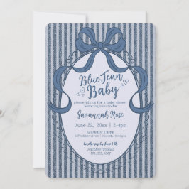 Invitación Denim Coquette Bow Blue Jean Baby Shower