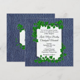 Invitación Denim Country Wedding Invitation 5.25" x 5.25