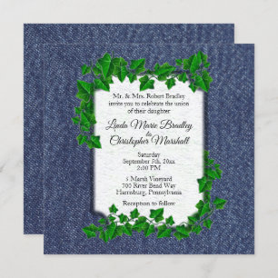 Invitación Denim Country Wedding Invitation 5.25" x 5.25