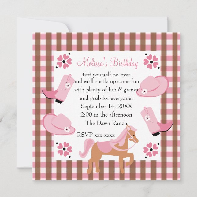 Invitación Denim Cowgirl Birthday (Anverso)