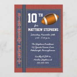 Invitación Denim de fútbol rompe fiesta de cumpleaños de depo