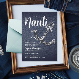 Invitación Denim Diamond Anchor Obtén Nauti Birthday Party