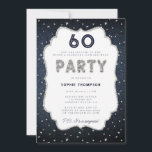 Invitación Denim Diamond Purpurina Frame 60th Birthday Party<br><div class="desc">Un sencillo, moderno, elegante y moda de 60 años de plantilla de invitación a la fiesta de cumpleaños con un fondo denim, el FIESTA de palabra cubierto de diamantes blancos (diamantes simulados, no reales) y en tipografía moderna, así como un elegante marco para diamantes de imitación. Diseño de moda "denim...</div>