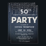 Invitación Denim Diamonds Bling Purpurina Classy Fiesta de Cu<br><div class="desc">Un sencillo, moderno, elegante y de moda, modelo de invitación a la fiesta de cumpleaños con un fondo denim, el FIESTA de palabra cubierto de diamantes blancos (diamantes simulados, no reales) y en tipografía moderna en blanco. Diseño de moda "denim y diamantes" para una mujer de cualquier edad, en sus...</div>