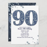 Invitación Denim & Diamonds Bling Sparkle 90TH 90 Cumpleaños<br><div class="desc">invitación de personalizado</div>