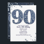 Invitación Denim & Diamonds Bling Sparkle 90TH 90 Cumpleaños<br><div class="desc">invitación de personalizado</div>