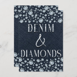 Invitación Denim & Diamonds Bling Sparkle Cumpleaños Party Gl
