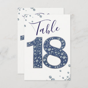 Invitación Denim & Diamonds Bling Sparkle Table Número 18