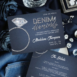Invitación Denim Diamonds Boda Ring Bachelorette Itinerary