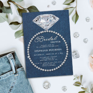 Invitación Denim Diamonds Boda Ring Elegant Bridal Shower