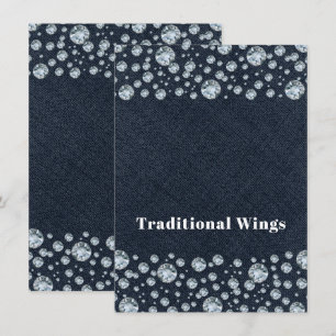 Invitación Denim & Diamonds Brillo Destello TENT DE ALIMENTOS