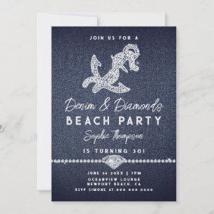 Invitación Denim Diamonds Coastal Anchor Beach Fiesta de Cump