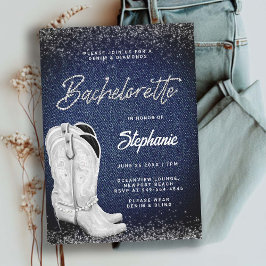Invitación Denim Diamonds Cowgirl Boots Bling Bachelorette