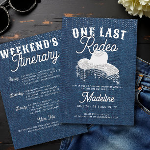 Invitación Denim Diamonds Cowgirl Gorra de último rodeo Bache