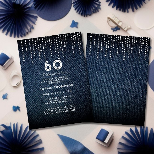Invitación Denim Diamonds Drippings Fiesta de cumpleaños núme (Subido por el creador)