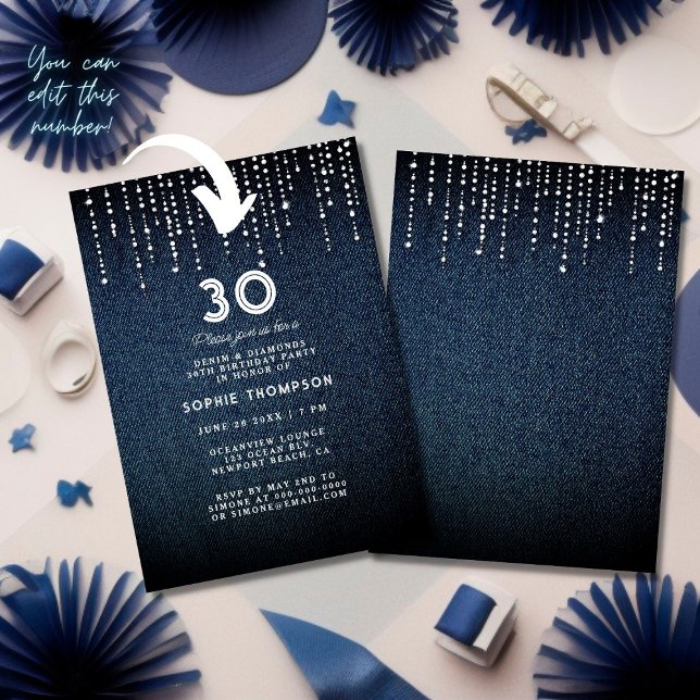 Invitación Denim Diamonds Drippp Cualquier fiesta de cumpleañ (Subido por el creador)