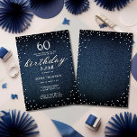 Invitación Denim Diamonds Elegante Fiesta Rustica 60 de Cumpl<br><div class="desc">Un sencillo, moderno, elegante y de moda plantilla de invitación a la fiesta de cumpleaños con un fondo de denim azul, la palabra BIRTHDAY cubierta con diamantes blancos (diamantes simulados, no reales) y en escritura moderna de caligrafía, y tipografía rústica en blanco. ¡Un diseño de moda "denim and diamante" para...</div>