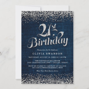 Invitación Denim & Diamonds Fiesta de cumpleaños número 21