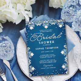 Invitación Denim Diamonds Lace Jeans Moderna Ducha Bridal