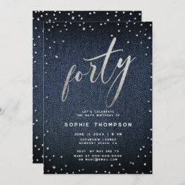 Invitación Denim Diamonds Minimalista moderno 40 cumpleaños