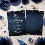 Invitación Denim Diamonds Moda Rustic Cualquier Fiesta de Cum<br><div class="desc">Un sencillo, moderno, elegante y de moda plantilla de invitación a la fiesta de cumpleaños con un fondo de denim azul, la palabra BIRTHDAY cubierta con diamantes blancos (diamantes simulados, no reales) y en escritura moderna de caligrafía, y tipografía rústica en blanco. Diseño de moda "denim y diamantes" para una...</div>