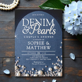 Invitación Denim Diamonds Pearls Arch Coed Moda Ducha Pareja