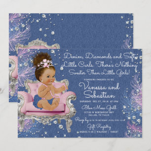Invitación Denim & Diamonds Princesa rosa y plata