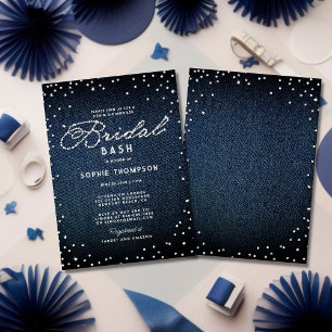 Invitación Denim Diamonds Purpurina Blue Elegdal Bridal Bash