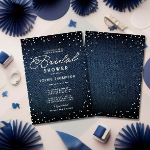Invitación Denim Diamonds Purpurina Blue Elegdal Shower