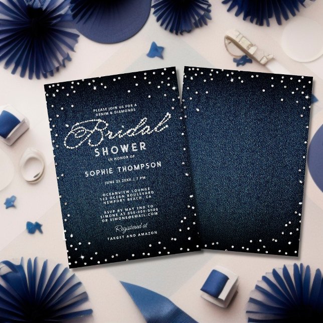 Invitación Denim Diamonds Purpurina Blue Elegdal Shower (Subido por el creador)