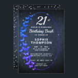 Invitación Denim Diamonds Purpurina Butterflies Fiesta de cum<br><div class="desc">Un sencillo, moderno, elegante y moda plantilla de invitación a la fiesta de cumpleaños con un fondo denim, un marco boho de mariposas brillantemente azules, diamantes de imitación (¡esto es un efecto digital, no son verdaderos diamantes de imitación!) y un guión moderno de caligrafía, y tipografía en blanco. Diseño de...</div>