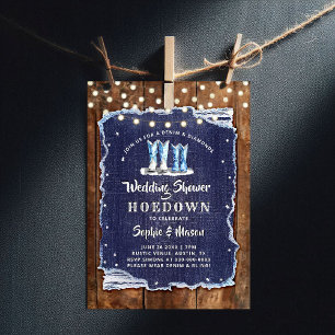 Invitación Denim Diamonds Rustic Cowboy Boda Bridal Shower