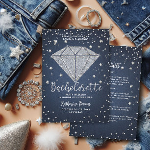 Invitación Denim Diamonds Stars Bachelorette Party Itinerary