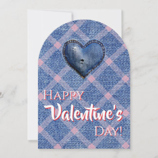 Invitación Denim Heart Valentine's Day Plaid Friendship 
