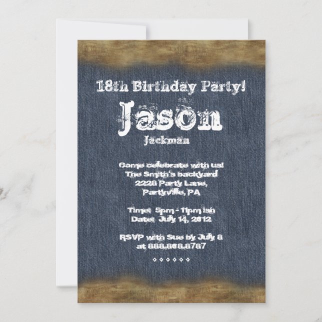 Invitación Denim Leather Birthday Party (Anverso)