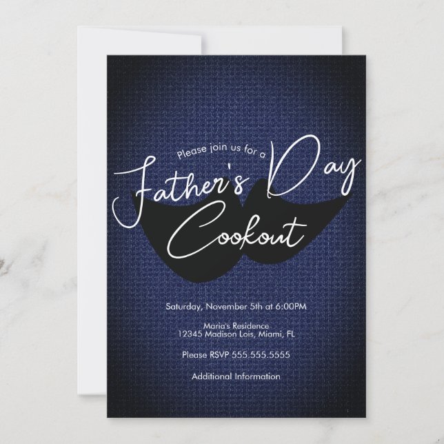 Invitación Denim Masculino de Cocina del Día del Padre (Anverso)