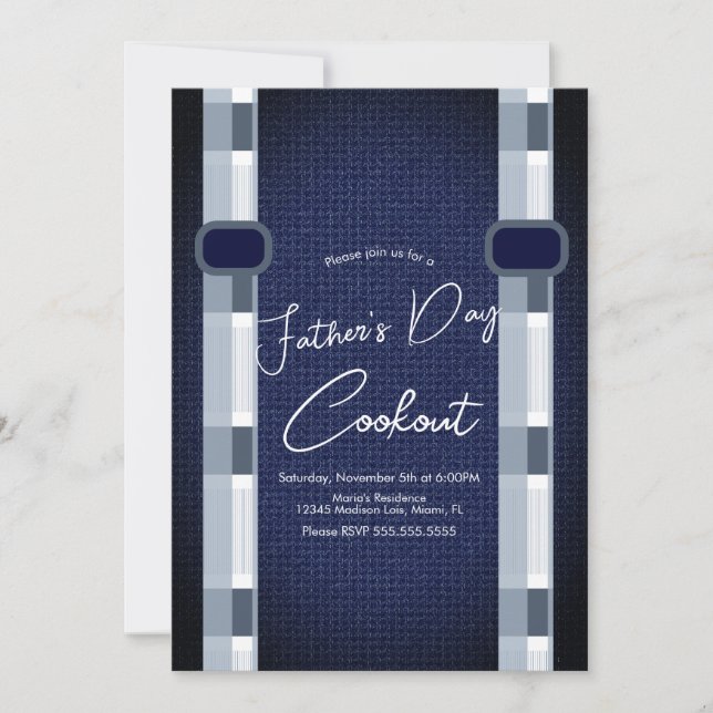 Invitación Denim Masculino de Cocina del Día del Padre (Anverso)