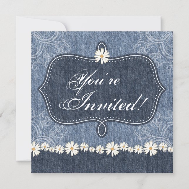 Invitación Denim n Daisies Wedting Western (Anverso)