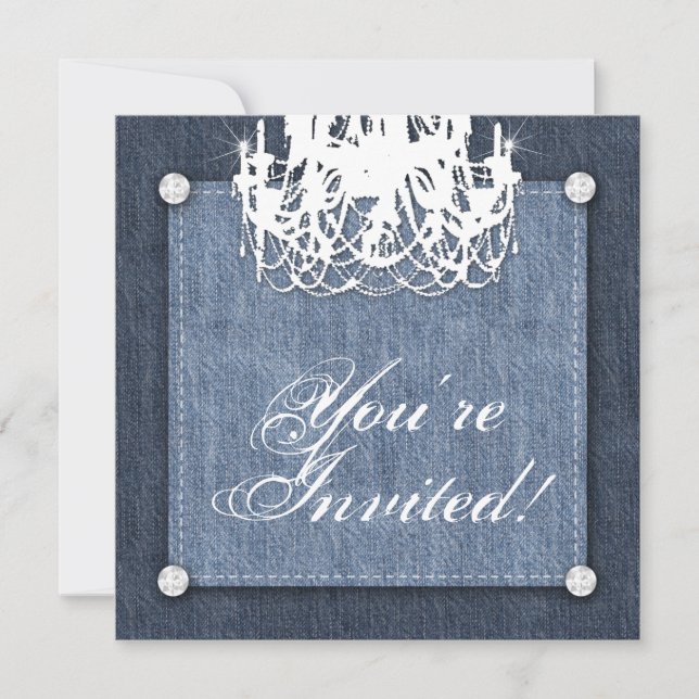 Invitación Denim n Diamonds Boda Lt. (Anverso)