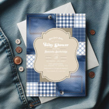 Denim Patchwork Moda rusa Azul Jean Baby Shower