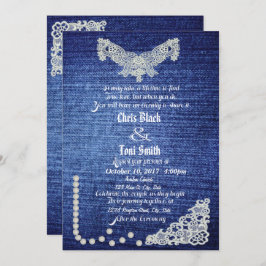Invitación Denim, Pearls & Lace Wedding Invite