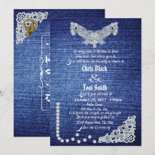 Invitación Denim, Pearls & Lace Wedding Invite