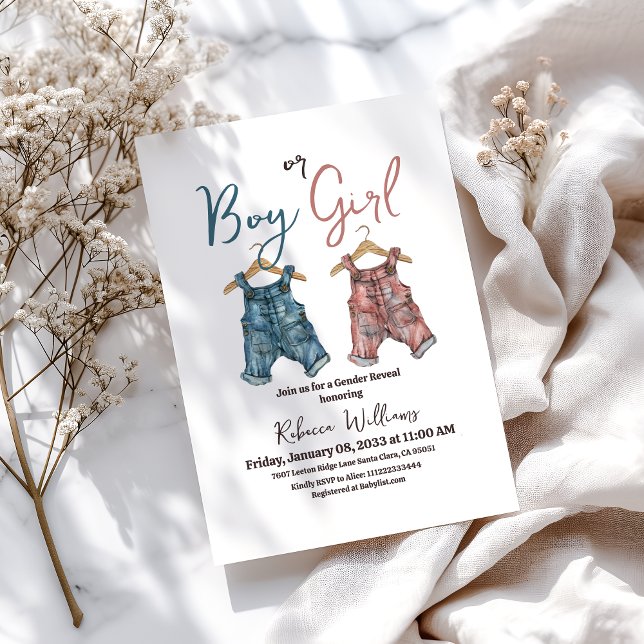 Invitación Denim sexo de ropa de niño o Chica (Subido por el creador)