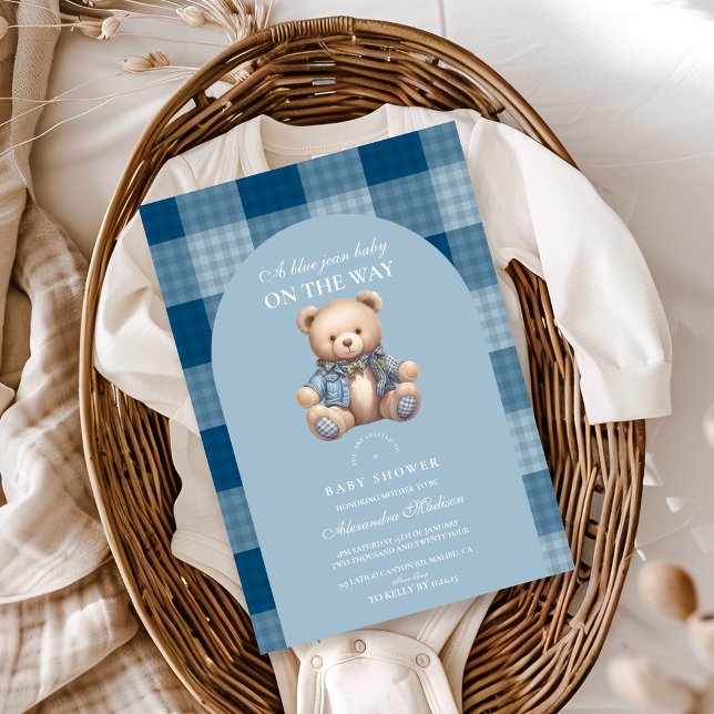 Invitación Denim Teddy Bear Baby Shower (Subido por el creador)