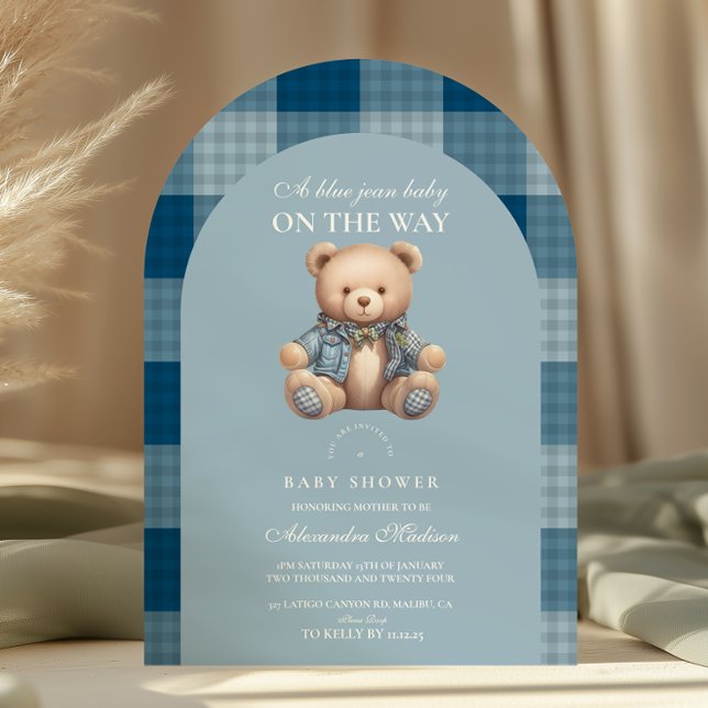 Invitación Denim Teddy Bear Baby Shower (Subido por el creador)