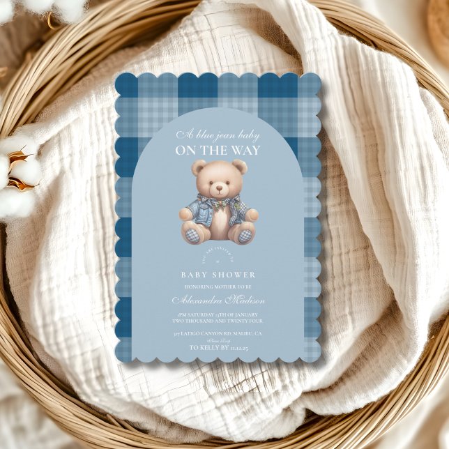 Invitación Denim Teddy Bear Baby Shower (Subido por el creador)