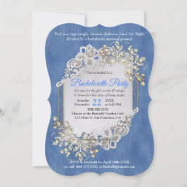 Invitación Denim Textured Lace and Pearls
