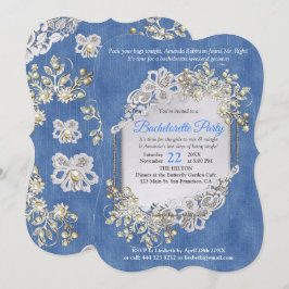 Invitación Denim Textured Lace and Pearls